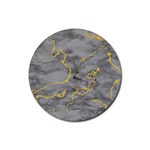 Marble neon retro light gray with gold yellow veins texture floor background retro neon 80s style neon colors print luxuous real marble Rubber Coaster (Round)  Front