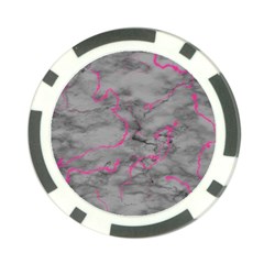 Marble Light Gray With Bright Magenta Pink Veins Texture Floor Background Retro Neon 80s Style Neon Colors Print Luxuous Real Marble Poker Chip Card Guard (10 Pack) by genx