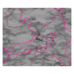 Marble Light Gray With Bright Magenta Pink Veins Texture Floor Background Retro Neon 80s Style Neon Colors Print Luxuous Real Marble Double Sided Flano Blanket (small)  by genx