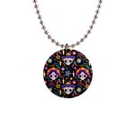 Dia de los muertos 1  Button Necklace Front