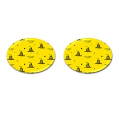 Gadsden Flag Don t Tread On Me Yellow And Black Pattern With American Stars Cufflinks (oval) by snek