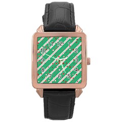 Christmas Paper Stars Pattern Texture Background Rose Gold Leather Watch  by Vaneshart