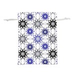 Pearl Pattern Floral Design Art Digital Seamless Blue Black Lightweight Drawstring Pouch (S) Front