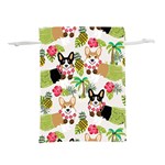 Corgis Hula Pattern Lightweight Drawstring Pouch (L) Back