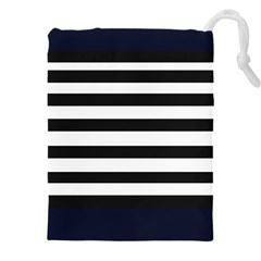 Bandes Noir/bleu Marine Drawstring Pouch (5xl) by kcreatif