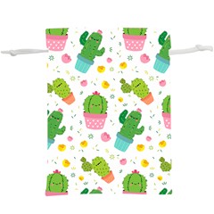 Cactus Pattern  Lightweight Drawstring Pouch (xl) by designsbymallika