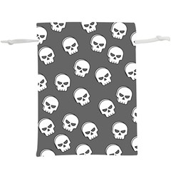 White Skull Pattern  Lightweight Drawstring Pouch (xl) by designsbymallika