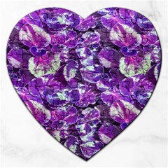 Botanical Violet Print Pattern 2 Jigsaw Puzzle (heart) by dflcprintsclothing