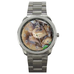 Close Up Mushroom Abstract Sport Metal Watch by Fractalsandkaleidoscopes