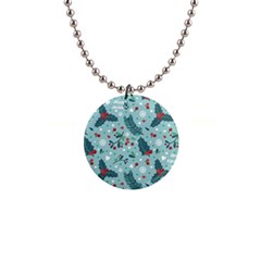Seamless Pattern With Berries Leaves 1  Button Necklace by Vaneshart