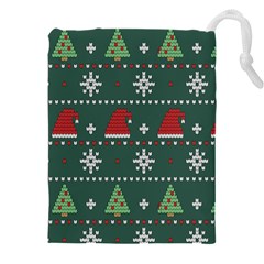 Beautiful Knitted Christmas Pattern Drawstring Pouch (5xl) by Vaneshart