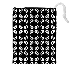 Pattern Formes Ronds Noir Drawstring Pouch (5xl) by kcreatif