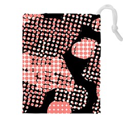 Abstrait Effet Formes Noir/rose Drawstring Pouch (5xl) by kcreatif
