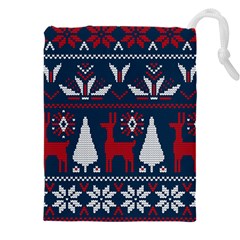 Knitted Christmas Pattern Drawstring Pouch (5xl) by Vaneshart