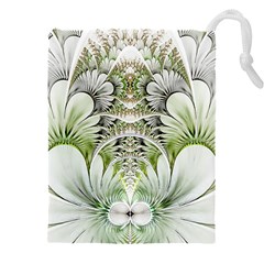 Fractal Delicate White Background Drawstring Pouch (5xl) by HermanTelo