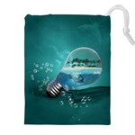 Awesome Light Bulb With Tropical Island Drawstring Pouch (5XL) Front