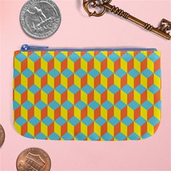 Cube Hexagon Pattern Yellow Blue Large Coin Purse by Vaneshart