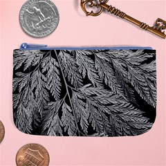 Fern Leaves Foliage Black And White Large Coin Purse by Vaneshart