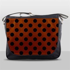 Polka Dots - Black On Burnt Orange Messenger Bag by FashionBoulevard