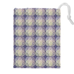 Doily Only Pattern Blue Drawstring Pouch (4xl) by snowwhitegirl