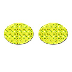 Green Elephant Pattern Yellow Cufflinks (oval) by snowwhitegirl