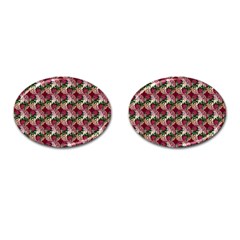 Doily Rose Pattern Red Cufflinks (oval) by snowwhitegirl