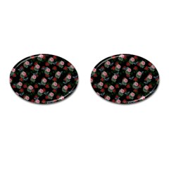 Dark Floral Butterfly Black Cufflinks (oval) by snowwhitegirl