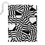 Black And White Crazy Pattern Drawstring Pouch (4XL) Back