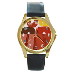 Sophie Taeuber Arp, Composition À Motifs D arceaux Ou Composition Horizontale Verticale Round Gold Metal Watch by Sobalvarro