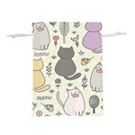 Funny Cartoon Cats Seamless Pattern  Lightweight Drawstring Pouch (L) Front