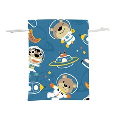 Seamless Pattern Funny Astronaut Outer Space Transportation Lightweight Drawstring Pouch (m) by Vaneshart