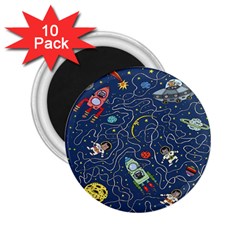 Cat Cosmos Cosmonaut Rocket 2 25  Magnets (10 Pack)  by Wegoenart