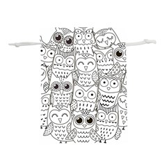 Circle Shape Pattern With Cute Owls Coloring Book Lightweight Drawstring Pouch (m) by Nexatart