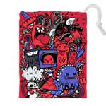 Abstract Grunge Urban Pattern With Monster Character Super Drawing Graffiti Style Vector Illustratio Drawstring Pouch (5XL) Front