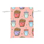 Cute Kawaii Food Seamless Pattern Lightweight Drawstring Pouch (M) Front