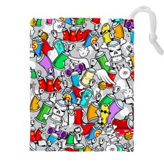 Graffiti Characters Seamless Pattern Drawstring Pouch (5xl) by Nexatart