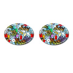 Graffiti Characters Seamless Patternm Cufflinks (oval) by Nexatart