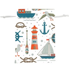 Nautical Elements Pattern Background  Lightweight Drawstring Pouch (xl) by Vaneshart