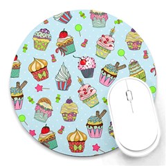 Cupcake Doodle Pattern Round Mousepads by Sobalvarro