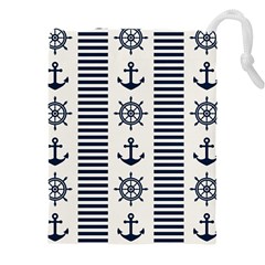 Nautical Seamless Pattern Vector Illustration Drawstring Pouch (4xl) by Wegoenart