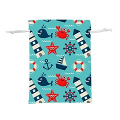 Seamless Pattern Nautical Icons Cartoon Style Lightweight Drawstring Pouch (m) by Wegoenart