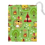 Cartoon Animals Indian Tribes Seamless Pattern Vector Drawstring Pouch (5XL) Front