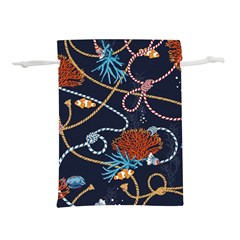 Vector Illustration Seamless Pattern With Corals Animal Trasure Marine Motif Sailor Mood Design Naut Lightweight Drawstring Pouch (s) by Wegoenart