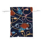 Vector Illustration Seamless Pattern With Corals Animal Trasure Marine Motif Sailor Mood Design Naut Lightweight Drawstring Pouch (M) Front