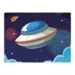 Ufo Alien Spaceship Galaxy Double Sided Flano Blanket (Mini)  35 x27  Blanket Back