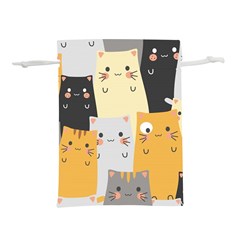 Seamless Pattern Cute Cat Cartoons Lightweight Drawstring Pouch (m) by Vaneshart