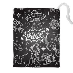 Vector Flat Space Design Background With Text Drawstring Pouch (5xl) by Vaneshart