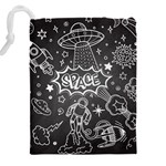 Vector Flat Space Design Background With Text Drawstring Pouch (5XL) Back