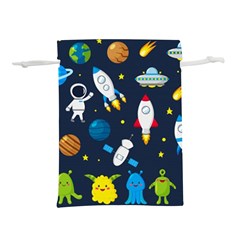 Big Set Cute Astronauts Space Planets Stars Aliens Rockets Ufo Constellations Satellite Moon Rover V Lightweight Drawstring Pouch (l) by Vaneshart