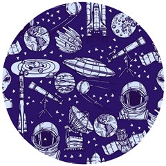 Space Sketch Seamless Pattern Wooden Puzzle Round by Vaneshart